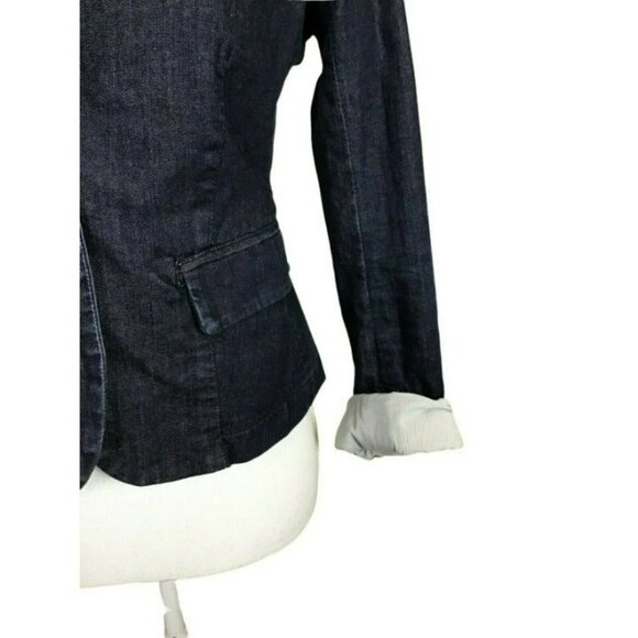 Club Monaco Cotton Spandex Blend Denim Blazer Blue Size 4 RR - Picture 3 of 9